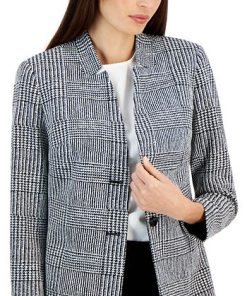 Kasper Women's Printed Two-Button Longline Blazer Topper 2 Kasper Women's Printed Two-Button Longline Blazer Topper -CeCe cloth-shop 22573609 fpx