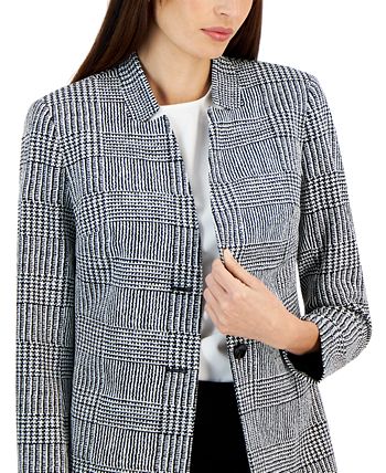 Women's Printed Two-Button Longline Blazer Topper Kasper Women's Printed Two-Button Longline Blazer Topper -CeCe cloth-shop