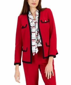 Kasper Women's Collarless Colorblocked Open-Front Blazer
