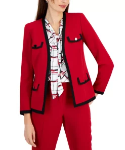 Kasper Women's Collarless Colorblocked Open-Front Blazer 7 Kasper Women's Collarless Colorblocked Open-Front Blazer -CeCe cloth-shop 22573623 fpx