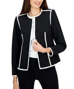 Kasper Women's Colorblocked Open-Front Long-Sleeve Blazer 2 Kasper Women's Colorblocked Open-Front Long-Sleeve Blazer -CeCe cloth-shop 22573680 fpx