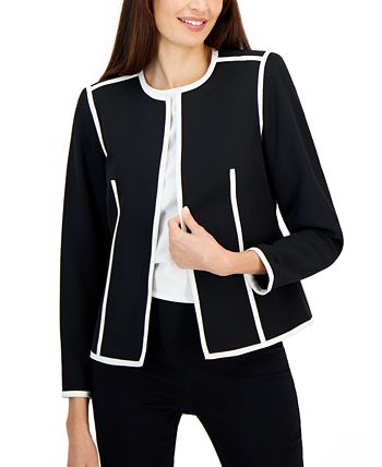 Women's Colorblocked Open-Front Long-Sleeve Blazer Kasper Women's Colorblocked Open-Front Long-Sleeve Blazer -CeCe cloth-shop