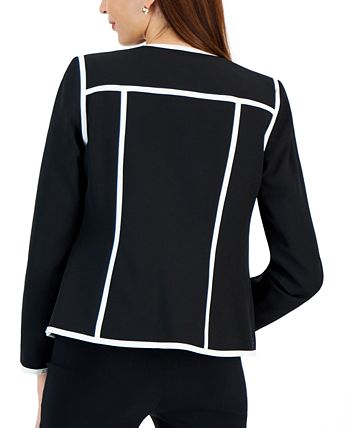Women's Colorblocked Open-Front Long-Sleeve Blazer Kasper Women's Colorblocked Open-Front Long-Sleeve Blazer -CeCe cloth-shop