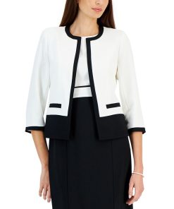 Kasper Women's Colorblocked Open-Front 3/4-Sleeve Blazer