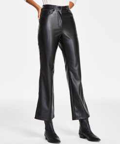 Black Tape Women's Coated Straight-Leg Ankle Pants