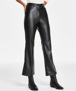 Black Tape Women's Coated Straight-Leg Ankle Pants