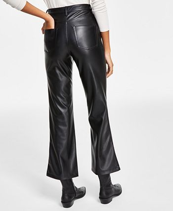 Women's Coated Straight-Leg Ankle Pants Black Tape Women's Coated Straight-Leg Ankle Pants -CeCe cloth-shop