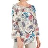 JM Collection Women's Etched Batik Printed Flared-Sleeve Top, Created For Macy's