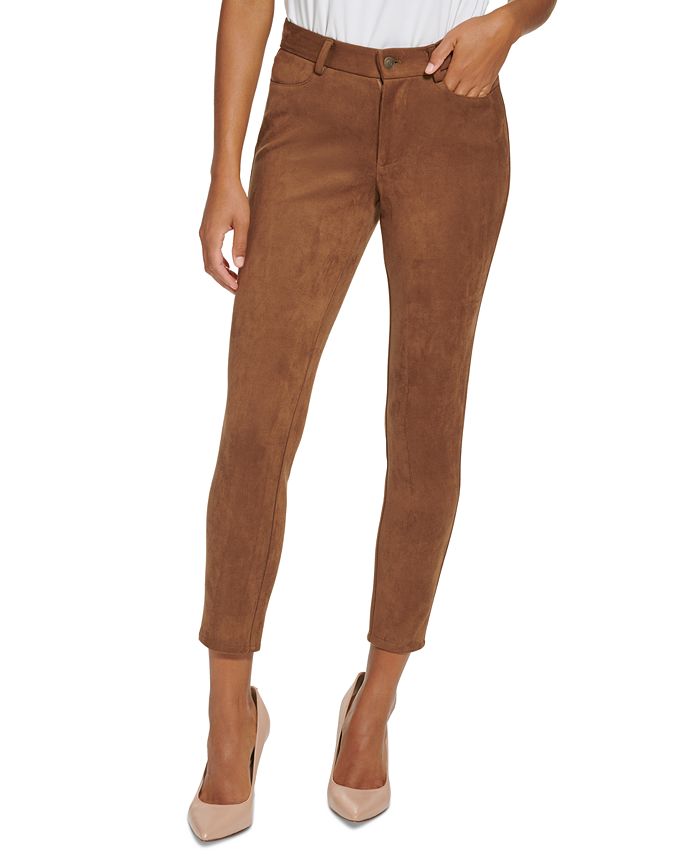 Faux Suede Mid Rise Skinny Ankle Pants Tommy Hilfiger Faux Suede Mid Rise Skinny Ankle Pants -CeCe cloth-shop