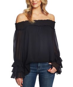 CeCe Smocked Off-The-Shoulder Top