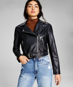 And Now This Women's Belted Faux-Leather Moto Jacket -CeCe cloth-shop 22595902 fpx