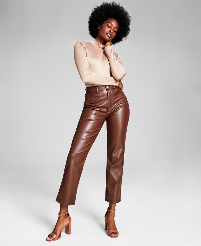 Women's High-Rise Faux-Leather Straight Pants And Now This Women's High-Rise Faux-Leather Straight Pants -CeCe cloth-shop