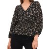 Vince Camuto Women's Printed Smocked-Waist Balloon-Sleeve Top