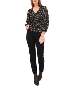 Vince Camuto Women's Printed Smocked-Waist Balloon-Sleeve Top -CeCe cloth-shop 22598270 fpx