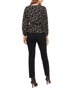 Vince Camuto Women's Printed Smocked-Waist Balloon-Sleeve Top -CeCe cloth-shop 22598271 fpx