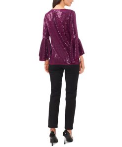 Vince Camuto Metallic Knit Flutter Sleeve Top 3 Vince Camuto Metallic Knit Flutter Sleeve Top -CeCe cloth-shop 22599720 fpx