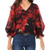 Vince Camuto Women's Floral-Print Balloon-Sleeve Top