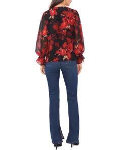 Vince Camuto Women's Floral-Print Balloon-Sleeve Top 4 Vince Camuto Women's Floral-Print Balloon-Sleeve Top -CeCe cloth-shop 22599845 fpx