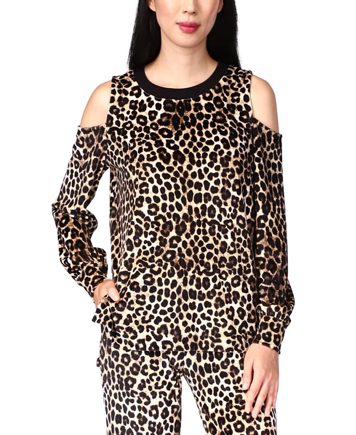 Women's Cheetah Cold-Shoulder Top Michael Kors Women's Cheetah Cold-Shoulder Top -CeCe cloth-shop