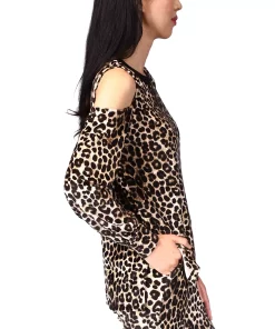 Michael Kors Women's Cheetah Cold-Shoulder Top 4 Michael Kors Women's Cheetah Cold-Shoulder Top -CeCe cloth-shop 22607638 fpx