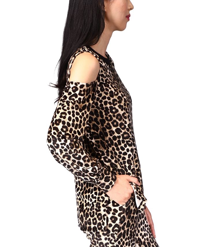 Women's Cheetah Cold-Shoulder Top Michael Kors Women's Cheetah Cold-Shoulder Top -CeCe cloth-shop