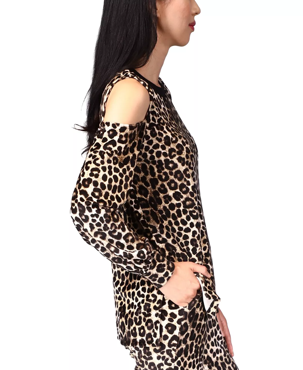 Women's Cheetah Cold-Shoulder Top Michael Kors Women's Cheetah Cold-Shoulder Top -CeCe cloth-shop
