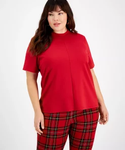 Bar III Plus Size Mock Neck Top, Created For Macy's -CeCe cloth-shop 22639380 fpx
