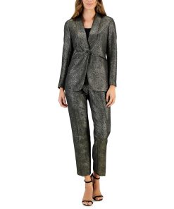 Kasper Women's Metallic Shimmer Jacquard Shawl-Collar Jacket -CeCe cloth-shop 22639891 fpx