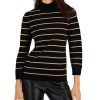 Anne Klein Women's Striped 3/4-Sleeve Mock-Neck Top