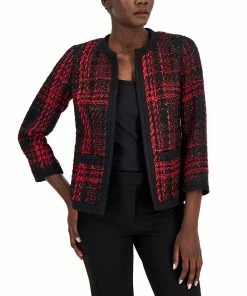Anne Klein Women's Metallic-Tweed Open-Front Jacket