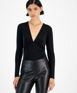 Bar III Women's Deep V-Neck Thong-Back Bodysuit, Created For Macy's 2 Bar III Women's Deep V-Neck Thong-Back Bodysuit, Created For Macy's -CeCe cloth-shop 22663310 fpx