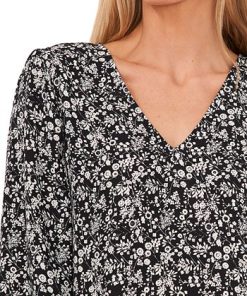 CeCe Women's Long-Sleeve V-Neck Tie-Cuff Blouse -CeCe cloth-shop 22664832 fpx