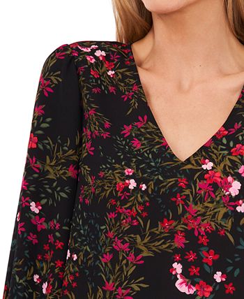 CeCe Women's Long Sleeve V-Neck Tie-Cuff Blouse 3 CeCe Women's Long Sleeve V-Neck Tie-Cuff Blouse - Image 3