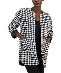 Anne Klein Women's Houndstooth Quilted Snap-Front Jacket