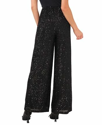CeCe Women's Pull-On Elastic-Waist Wide-Leg Sequin Pants - Image 2