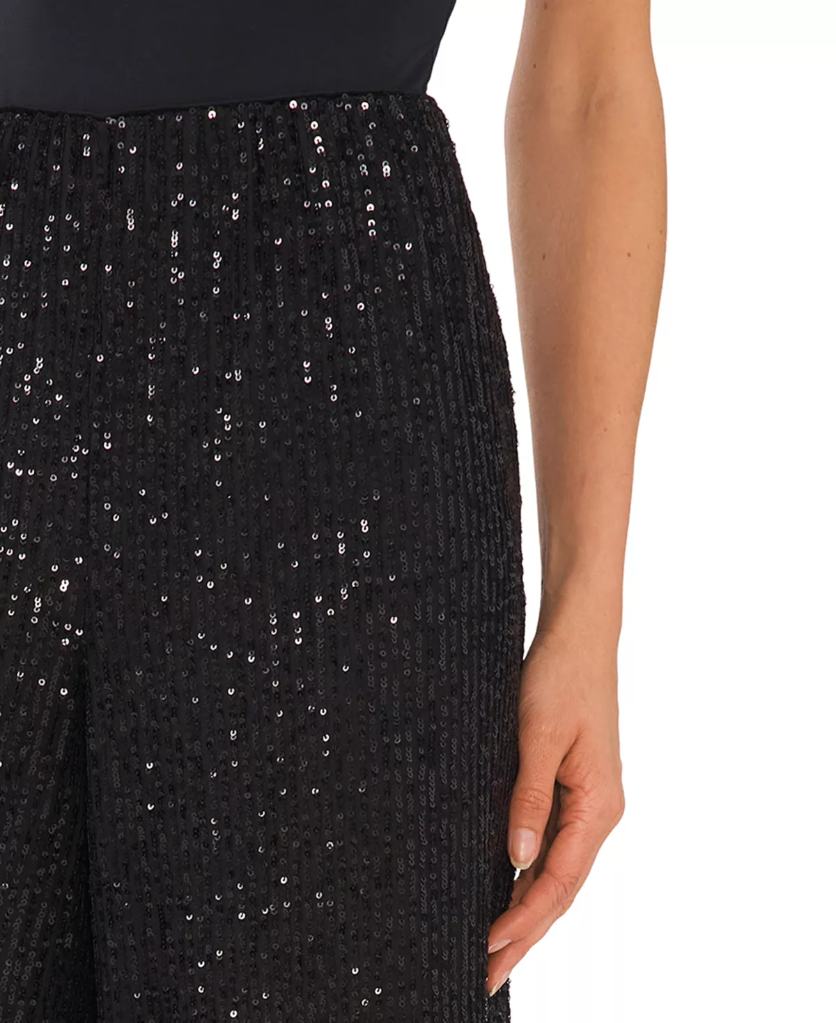 CeCe Women's Pull-On Elastic-Waist Wide-Leg Sequin Pants - Image 3