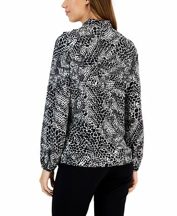 Kasper Women's Printed Tie V-Neck Ruffled Long-Sleeve Top - Image 2