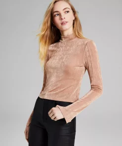 And Now This Women's Mock-Neck Long-Sleeve Slinky Top