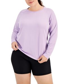 ID Ideology Plus Size Crewneck Long-Sleeve T-Shirt, Created For Macy's