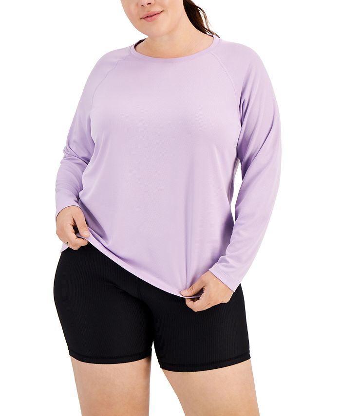 Plus Size Crewneck Long-Sleeve T-Shirt, Created For Macy's ID Ideology Plus Size Crewneck Long-Sleeve T-Shirt, Created For Macy's -CeCe cloth-shop