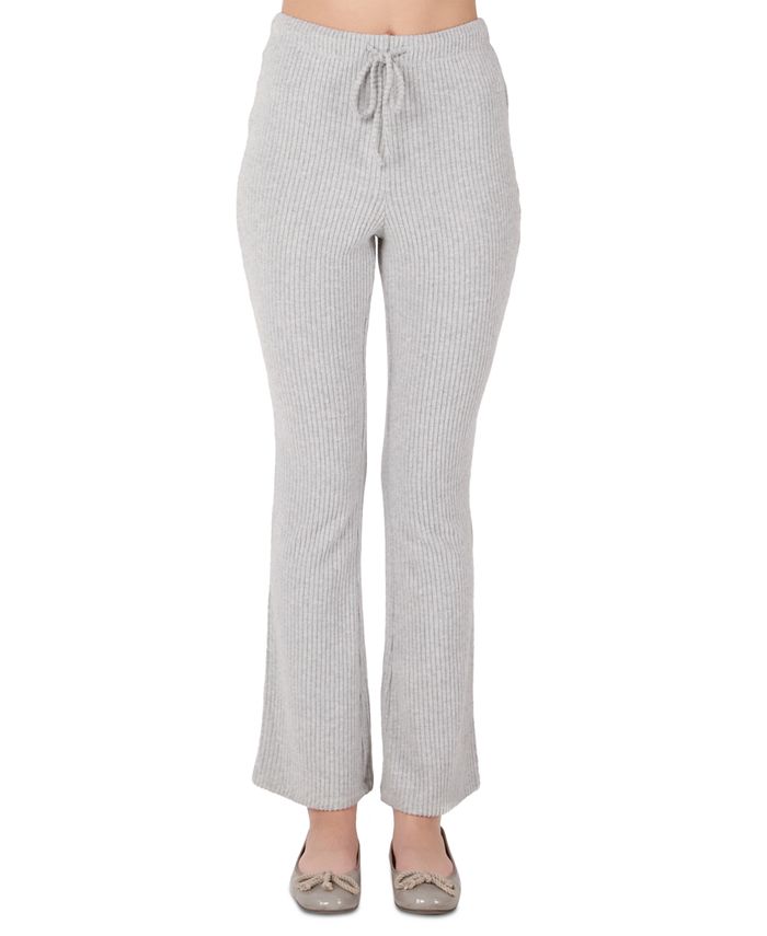 Women's Brushed Rib-Knit Straight-Leg Sweatpants Black Tape Women's Brushed Rib-Knit Straight-Leg Sweatpants -CeCe cloth-shop