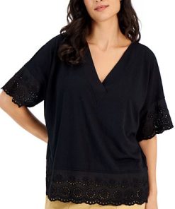 Style & Co Women's Lace-Trimmed Tunic, Created For Macy's -CeCe cloth-shop 22705636 fpx