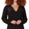 Black Tape Women's Long-Sleeve Lace-Insert Jacquard Blouse