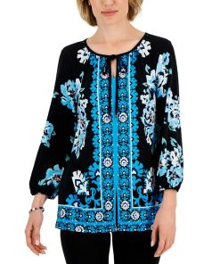 JM Collection Women's Navarro Way Split-Neck Tunic, Created For Macy's