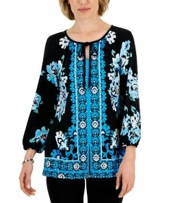 JM Collection Women's Navarro Way Split-Neck Tunic, Created For Macy's