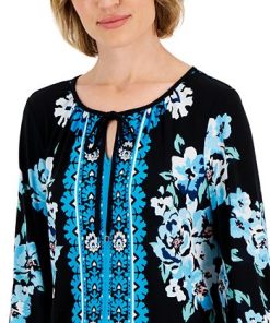 JM Collection Women's Navarro Way Split-Neck Tunic, Created For Macy's 2 JM Collection Women's Navarro Way Split-Neck Tunic, Created For Macy's -CeCe cloth-shop 22718362 fpx