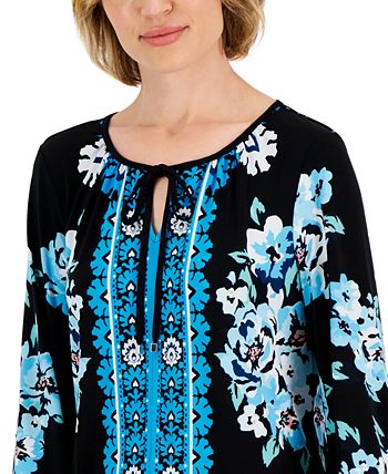 Women's Navarro Way Split-Neck Tunic, Created For Macy's JM Collection Women's Navarro Way Split-Neck Tunic, Created For Macy's -CeCe cloth-shop