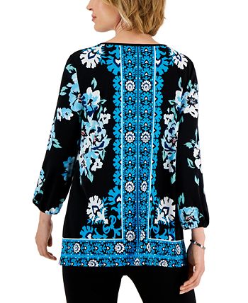 Women's Navarro Way Split-Neck Tunic, Created For Macy's JM Collection Women's Navarro Way Split-Neck Tunic, Created For Macy's -CeCe cloth-shop