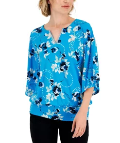 JM Collection Women's Serafina Bouquet 3/4-Sleeve Top, Created For Macy's -CeCe cloth-shop 22718667 fpx