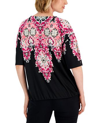 Women's Trinity Geo-Print Ring-Hardware Top, Created For Macy's JM Collection Women's Trinity Geo-Print Ring-Hardware Top, Created For Macy's -CeCe cloth-shop